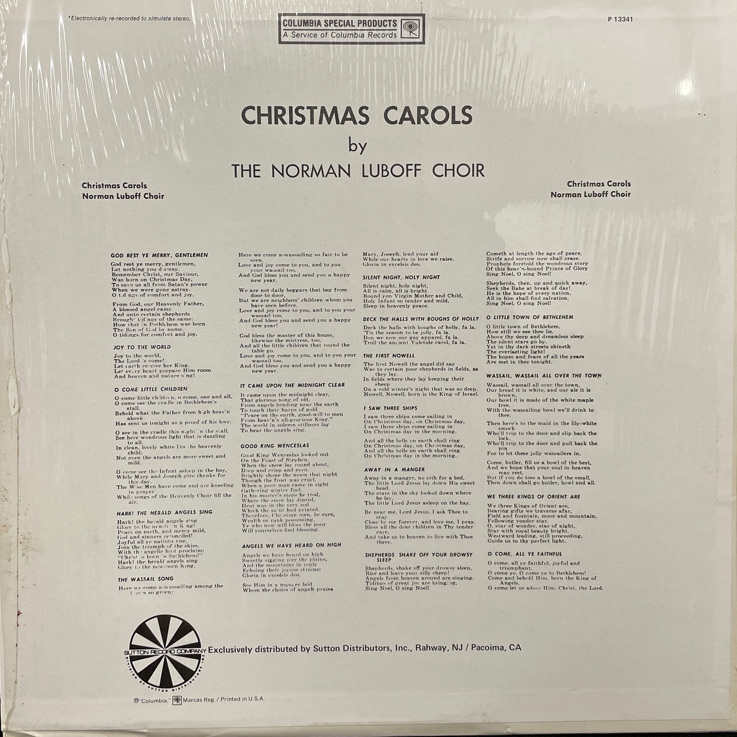 Christmas Carols by The Norman Luboff Choir Vinyl LP