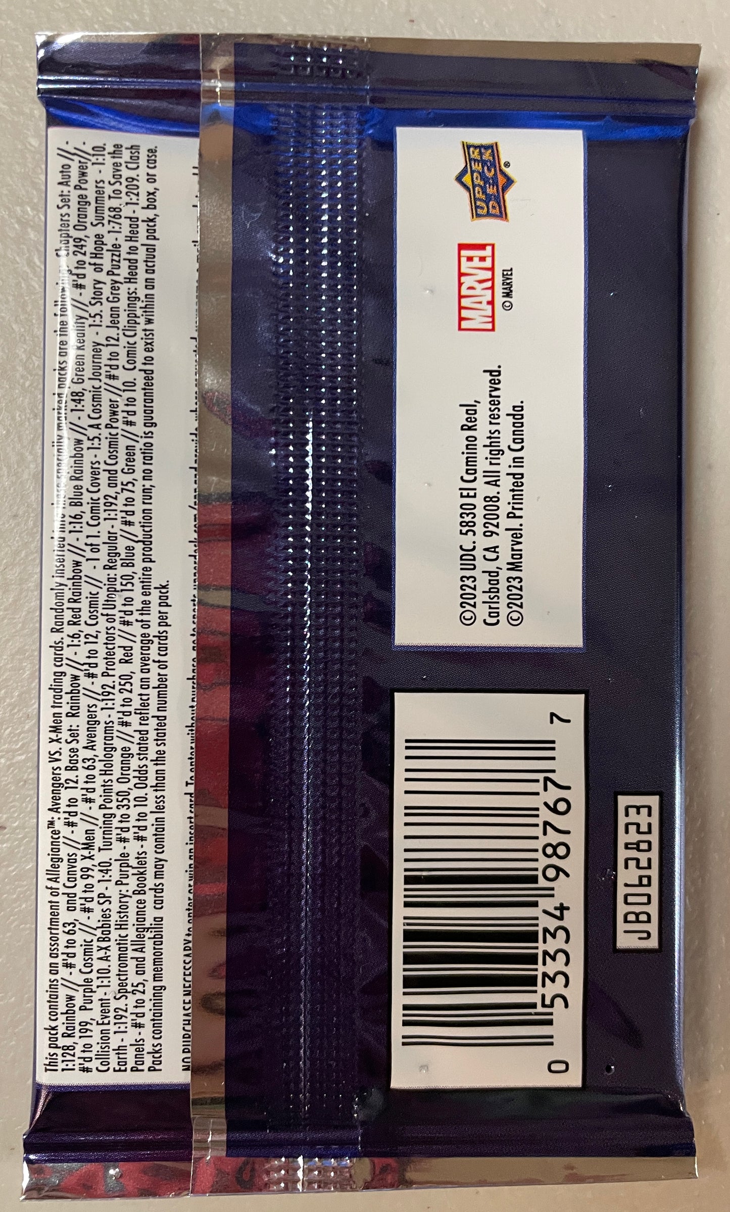 Allegiance: X-Men vs Avengers trading cards by Upper Deck (6 card pack)