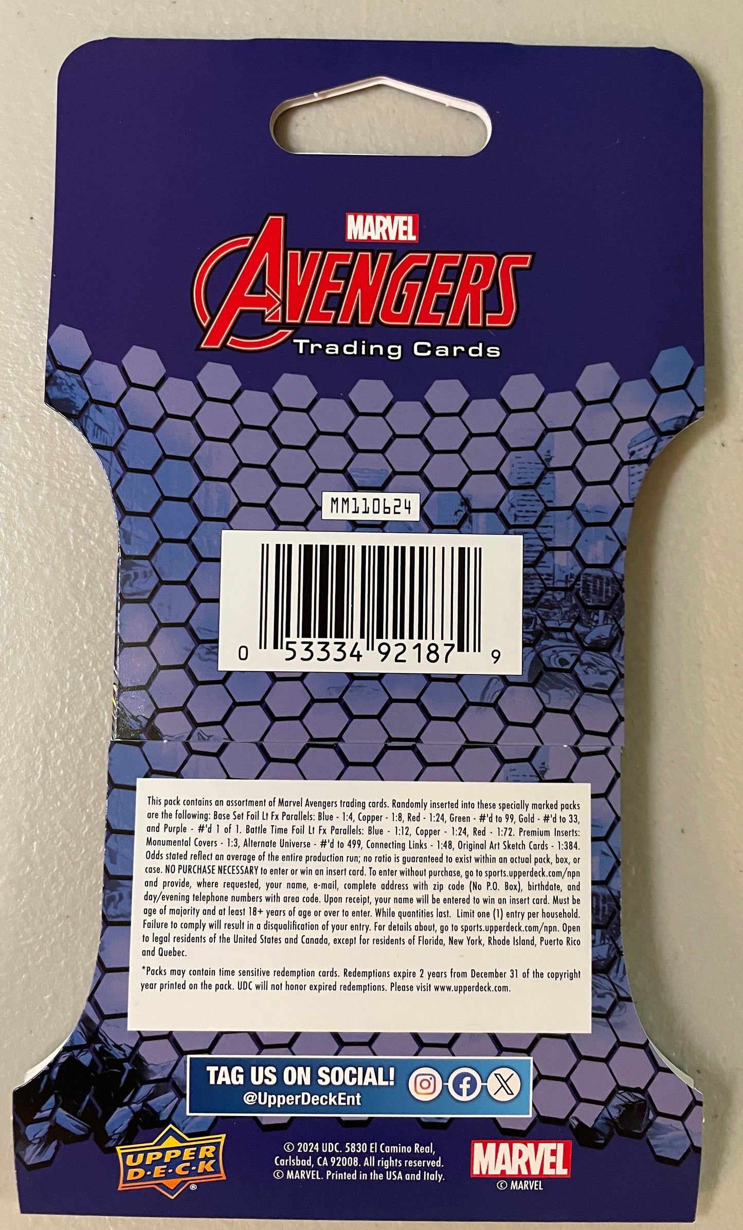 2024 Marvel Avengers trading card pack by Upper Deck (6 card pack)