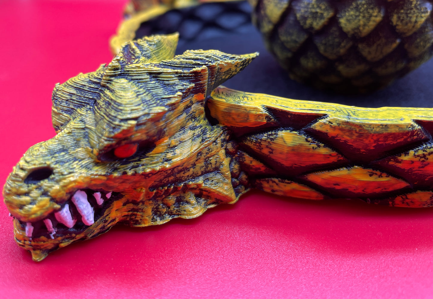 Lord Elemere's Dragon Egg Dice Shaker and tray with matching dice. Yellow / Black Version