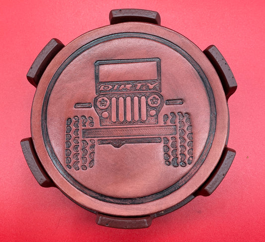 Jeep Custom made 4-pack leather drink coasters with holder