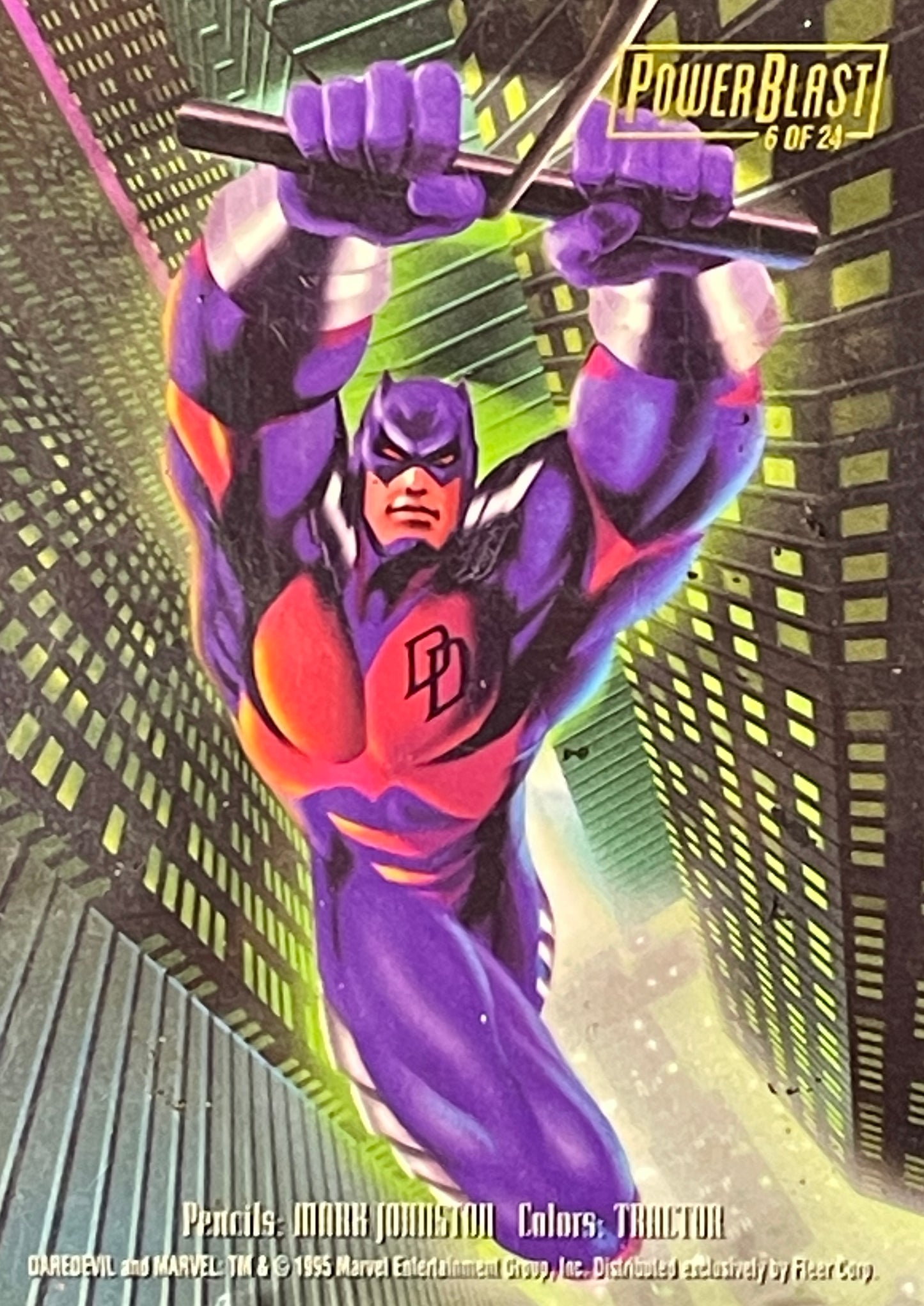 1995 Flair Marvel Annual Trading Card: Daredevil Power Blast #6 of 24