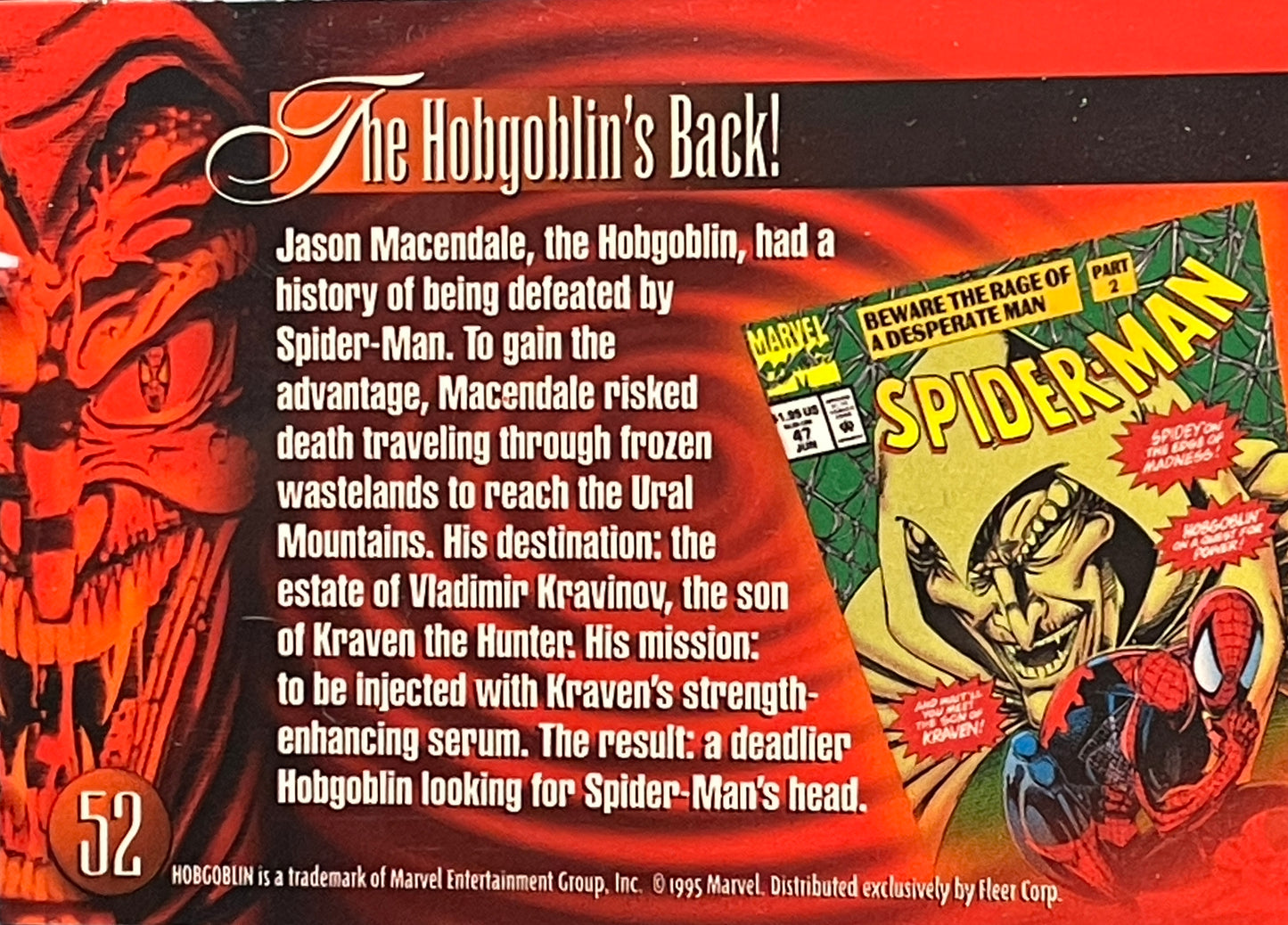 1995 Flair Marvel Annual Trading Card: #52 Hobgoblin