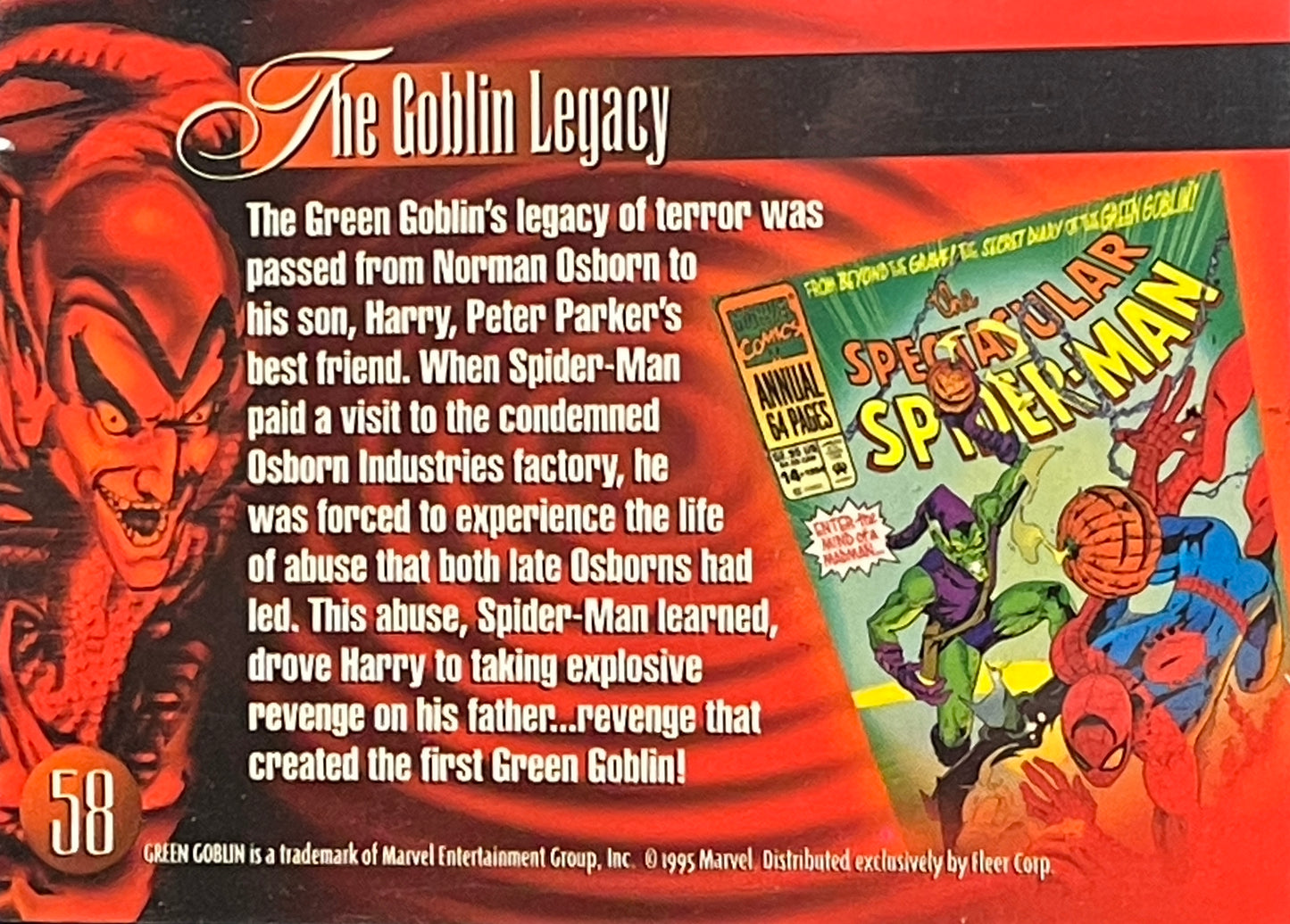 1995 Flair Marvel Annual Trading Card: #58 Green Goblin