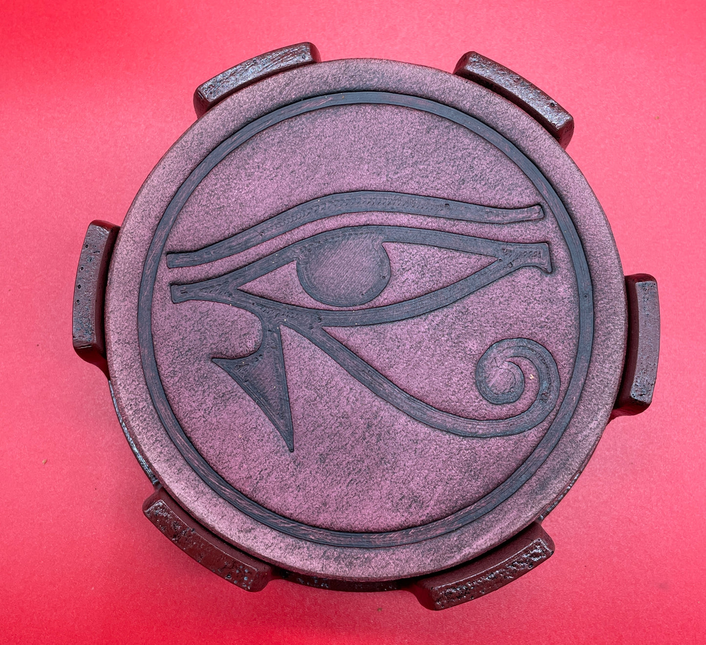 Lord Elemere's Egyptian themed Custom made 4-pack leather coasters with holder