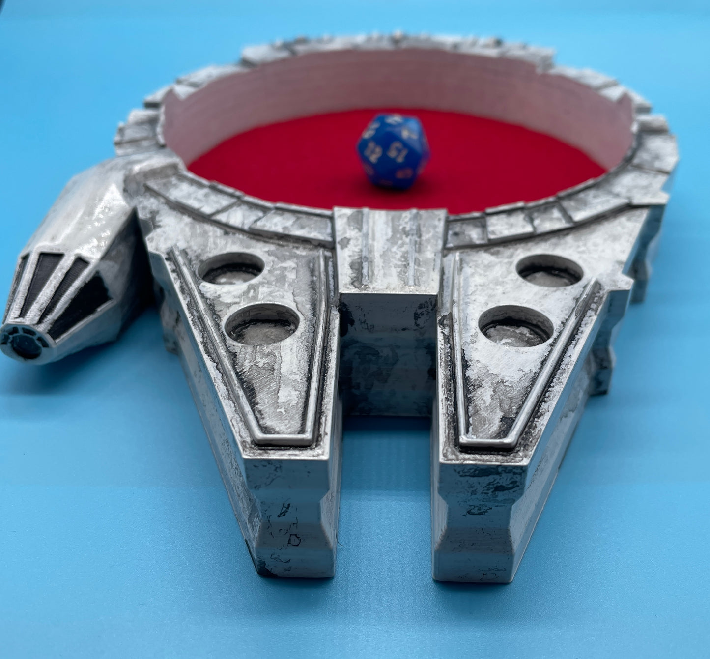 Lord Elemere's Millenium Falcon 3-D Multi-Purpose tray (Red Felt Version) with dice