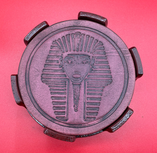 Egyptian themed Custom made 4-pack leather coasters with holder