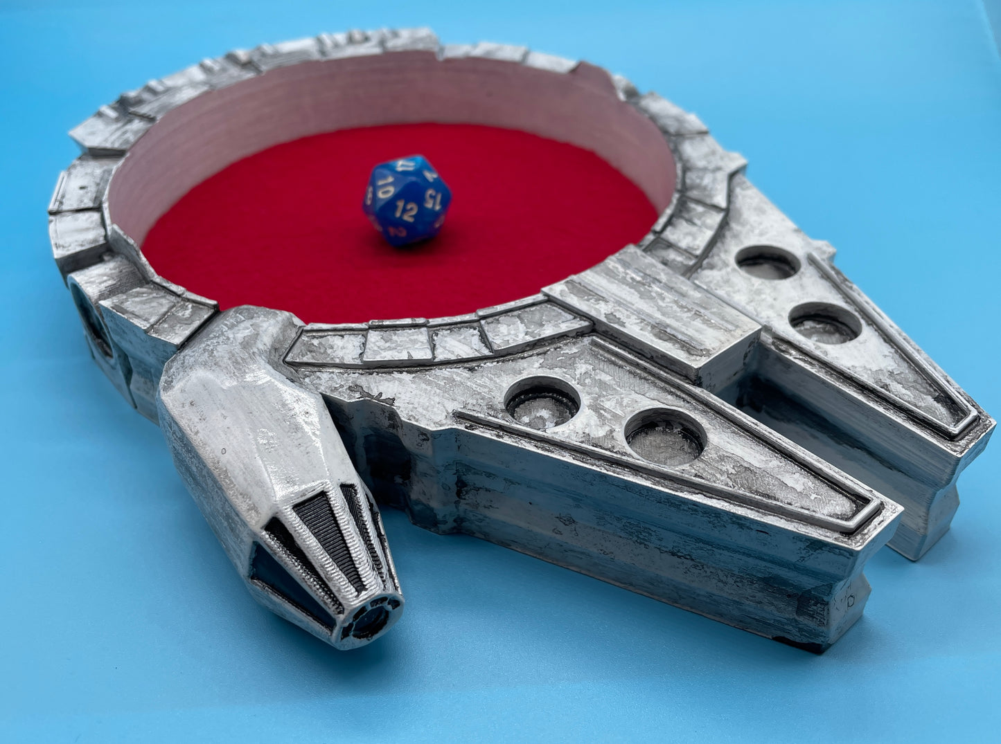 Lord Elemere's Millenium Falcon 3-D Multi-Purpose tray (Red Felt Version) with dice