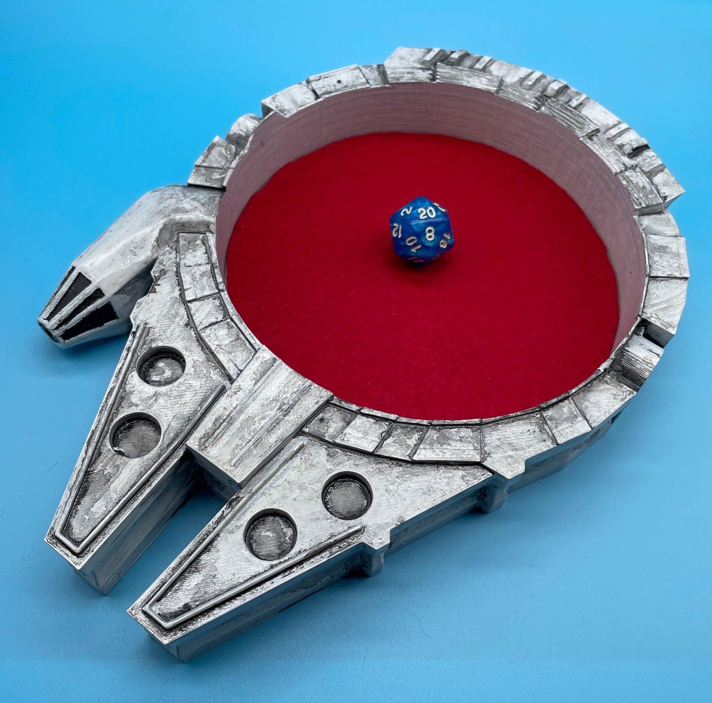 Lord Elemere's Millenium Falcon 3-D Multi-Purpose tray (Red Felt Version) with dice