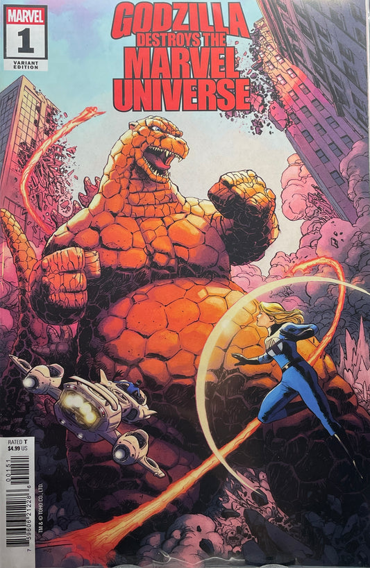 Godzilla destroys the Marvel universe one shot (variant cover E)