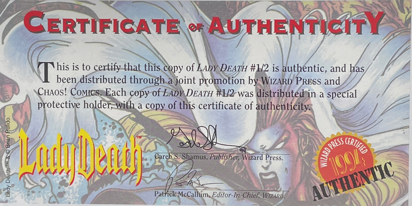 Lady Death 1/2 by Wizard Magazine (Includes certificate of Authenticity)