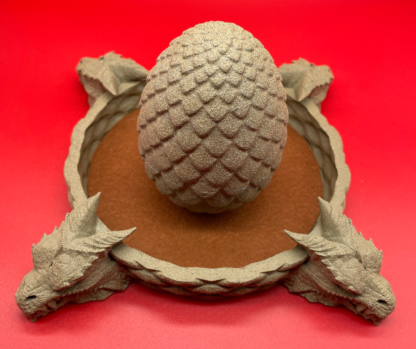 Lord Elemere's Dragon Egg Dice Shaker and tray with matching dice. Sand / Brown version