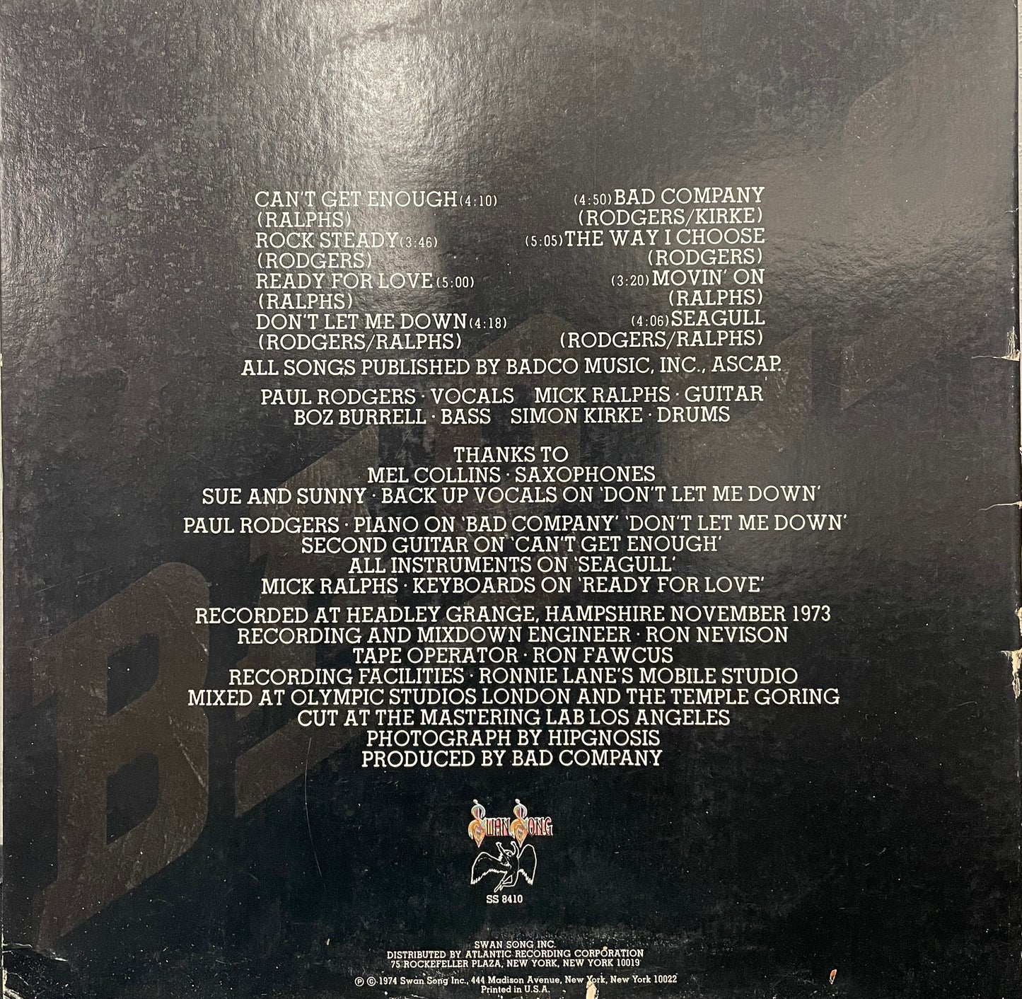Bad Company: Swan Song Vinyl LP
