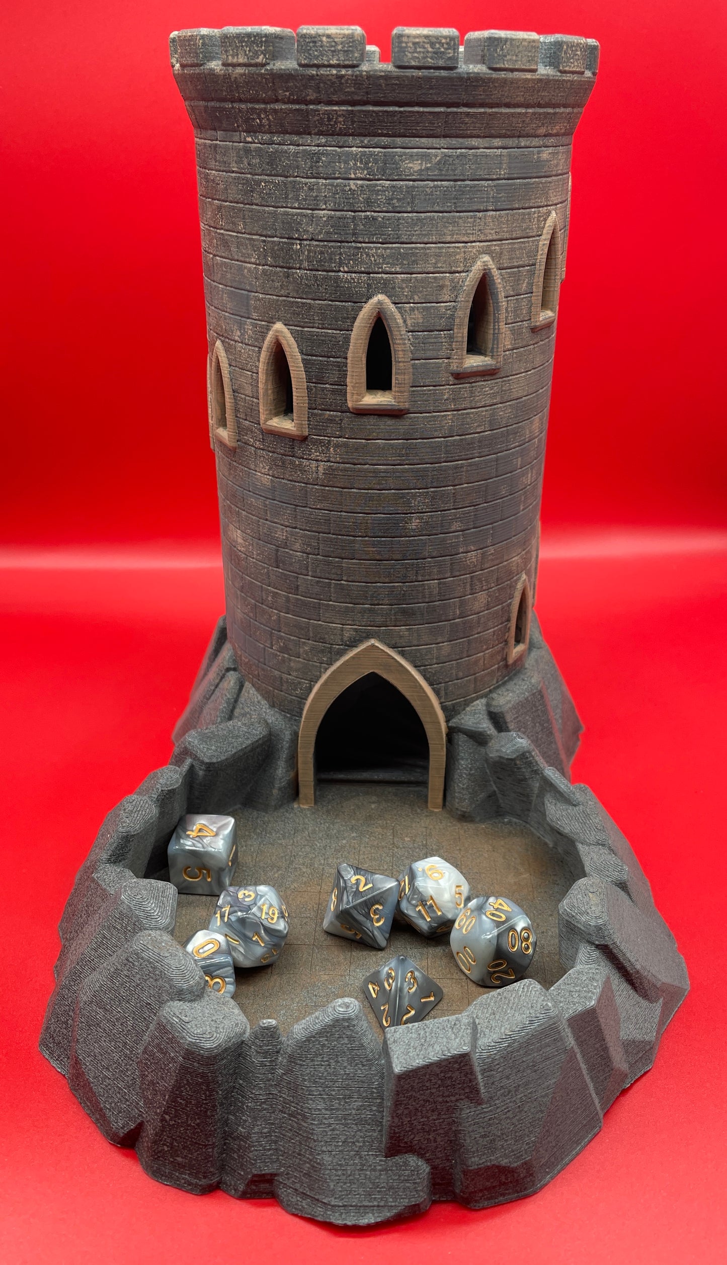 Lord Elemere’s 3-D Printed Dice Rolling Tower with matching Dice set