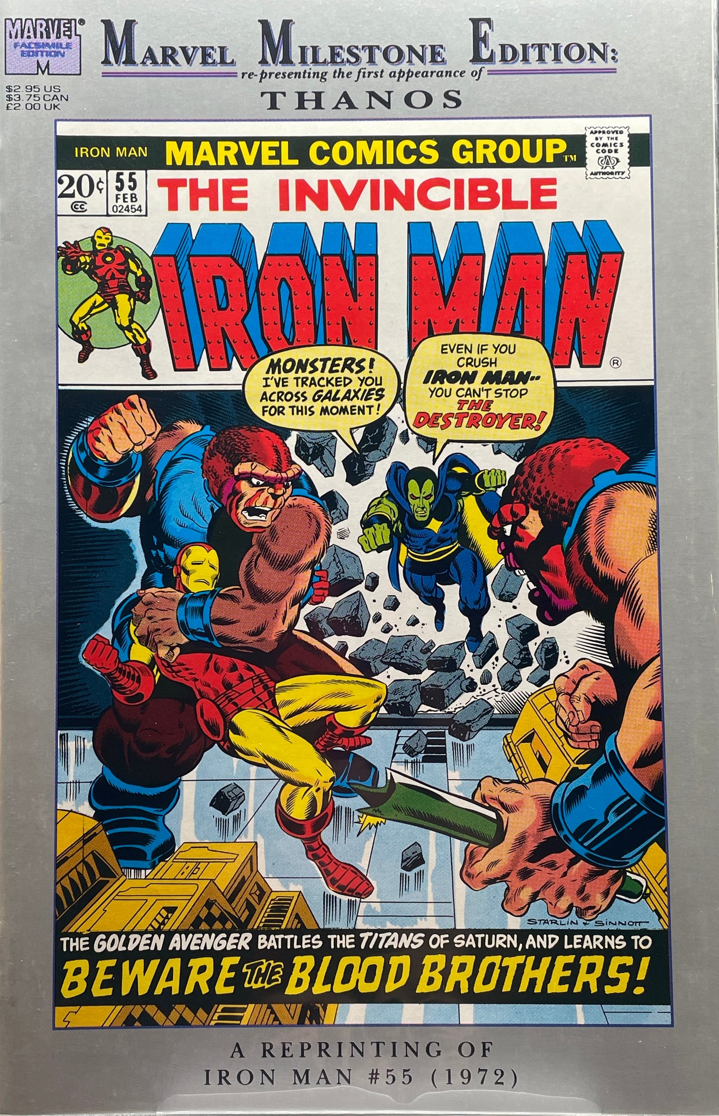 Invincible Iron Man #55 reprint: Marvel Milestone Edition (re-presenting the first appearance of Thanos)