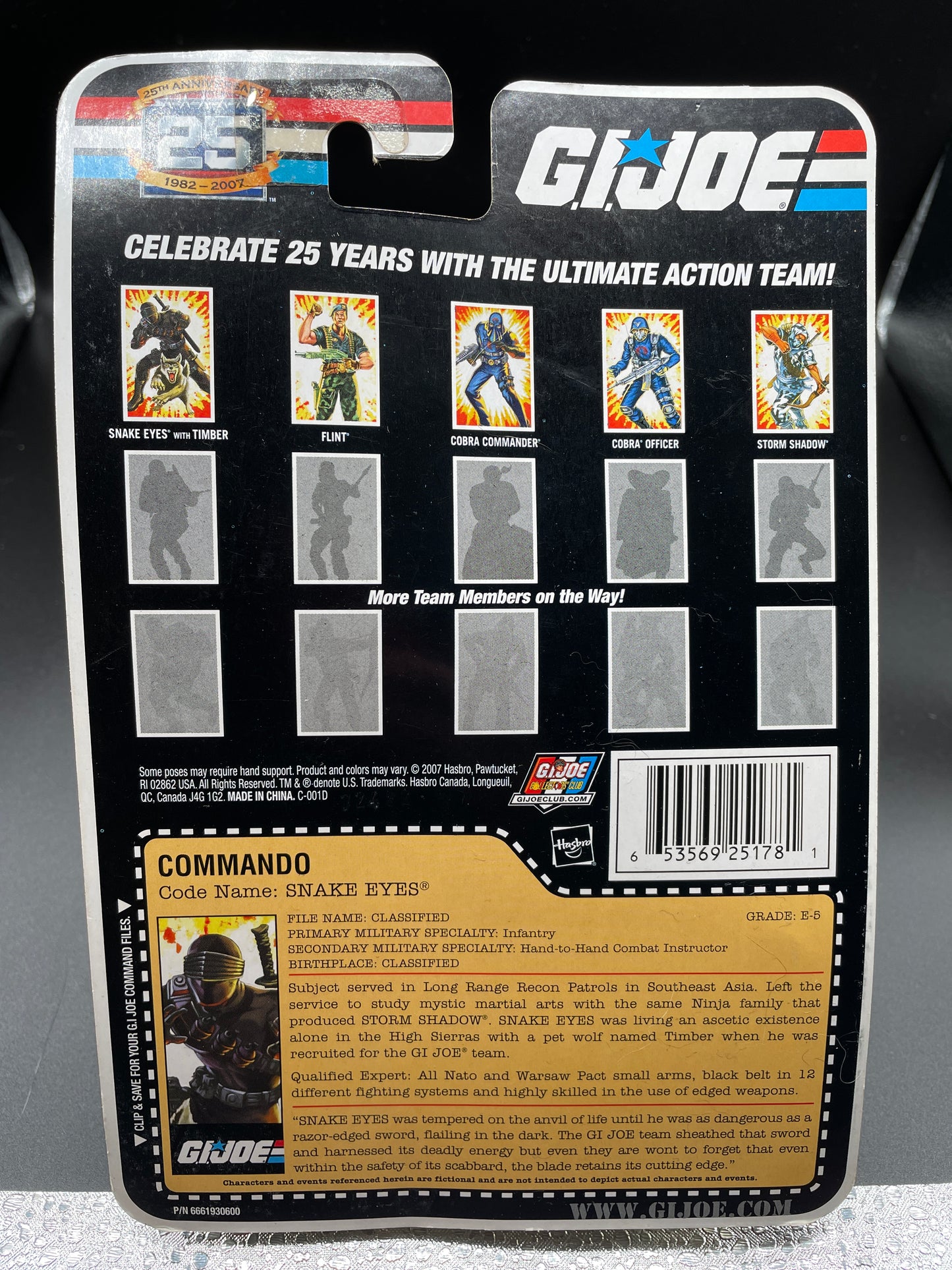 G.I. Joe: Snake Eyes with Timber 25th Anniversary Action Figure (Still in Box)