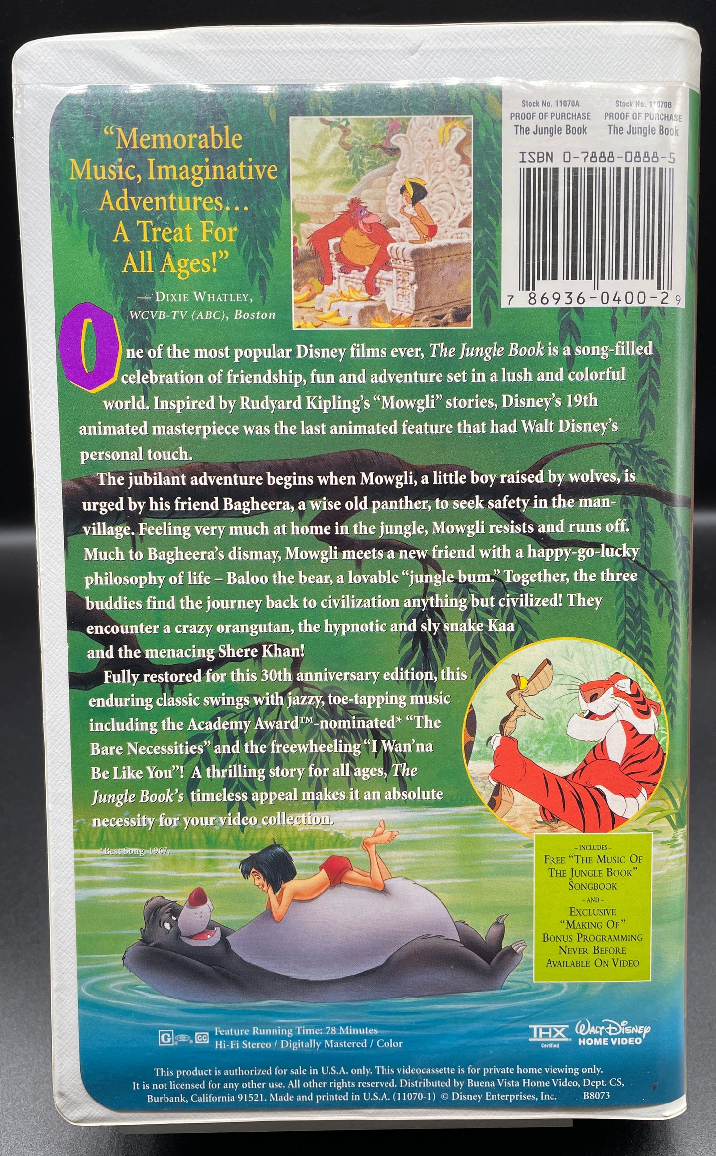 Walt Disney's Masterpiece The Jungle Book 30th Anniversary Limited Edition VHS