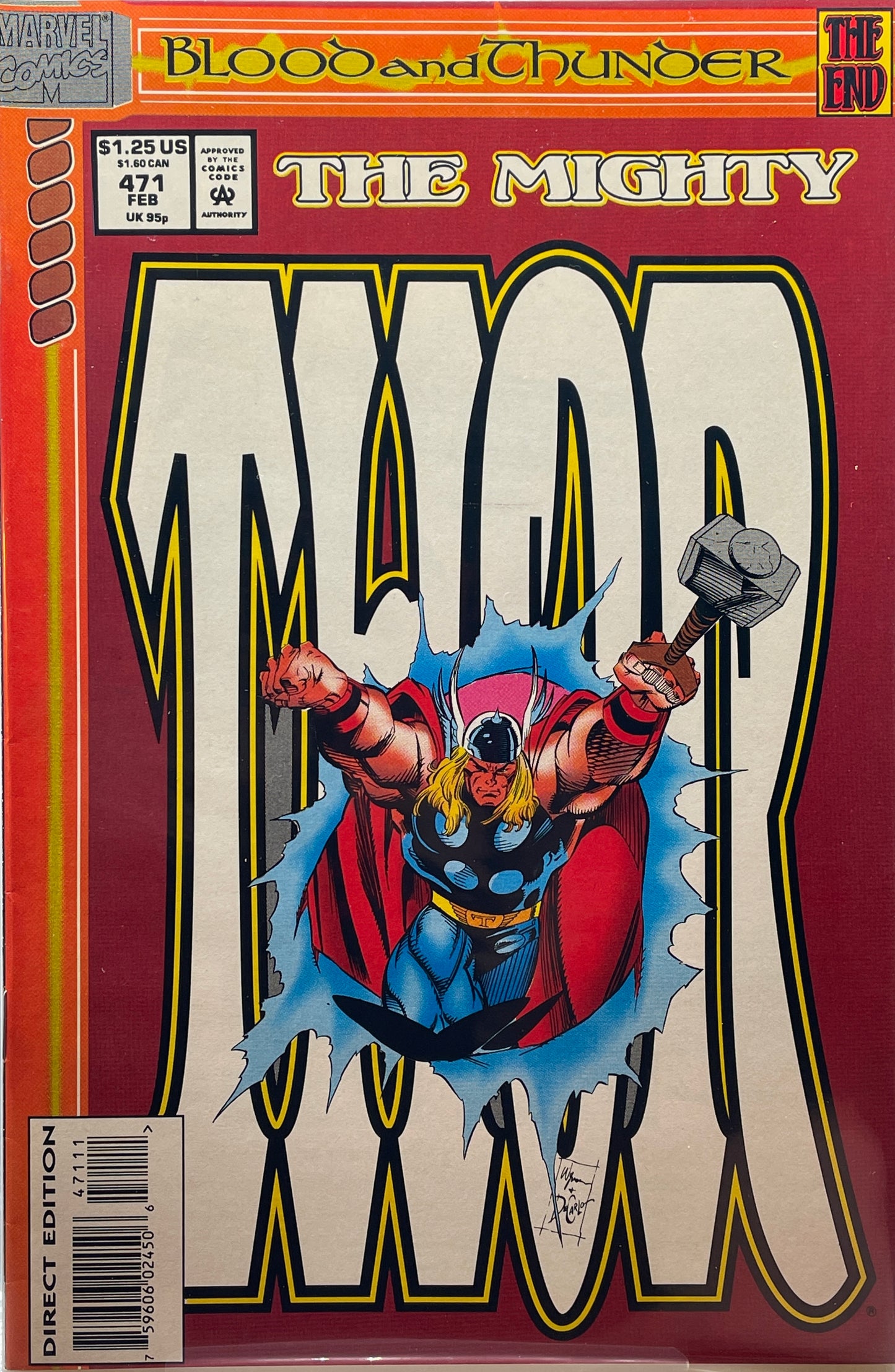 Mighty Thor #471 "Blood and Thunder" The End (Direct Edition) (Clearance)