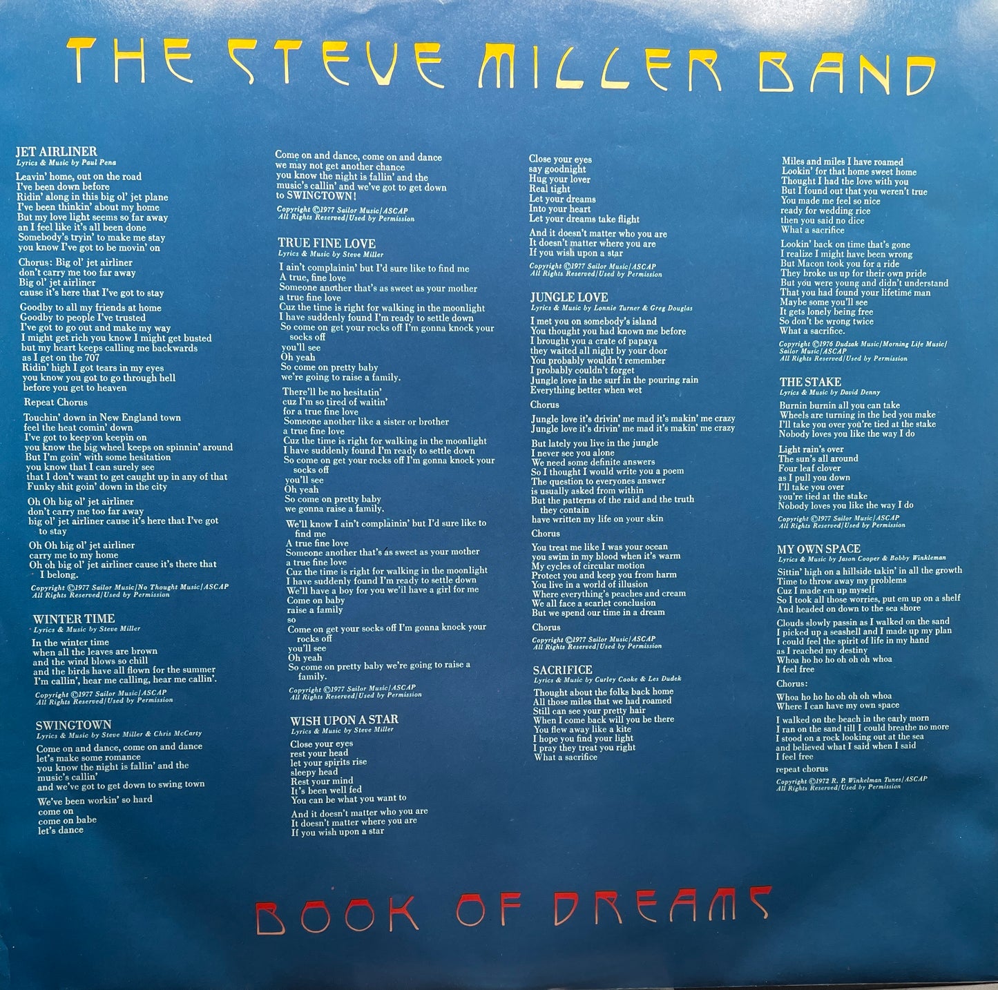 The Steve Miller Band: Book of Dreams Vinyl LP